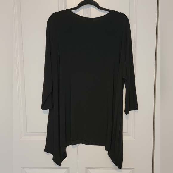 Avenue Women's Plus Black Tunic with Drape Hemline Gem Studded Neckline - 22/24 - Picture 4 of 10